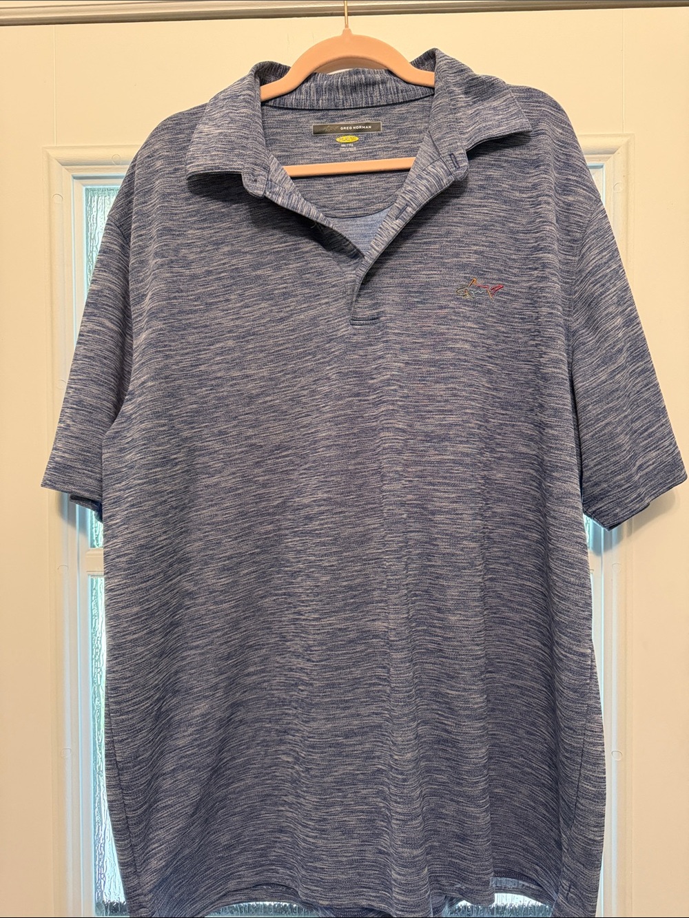 Greg Norman Collection Heathered Blue Polo with Subtle Logo